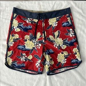 Patagonia Red and Yellow Board Shorts Tropical Swimwear